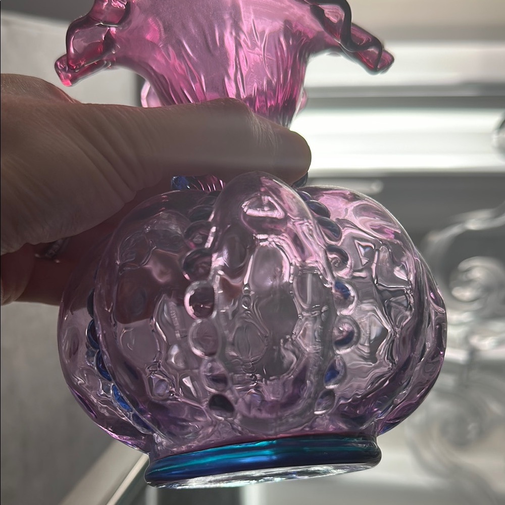 Purple Glass Vase with Ruffled Edge - Picture 5 of 7